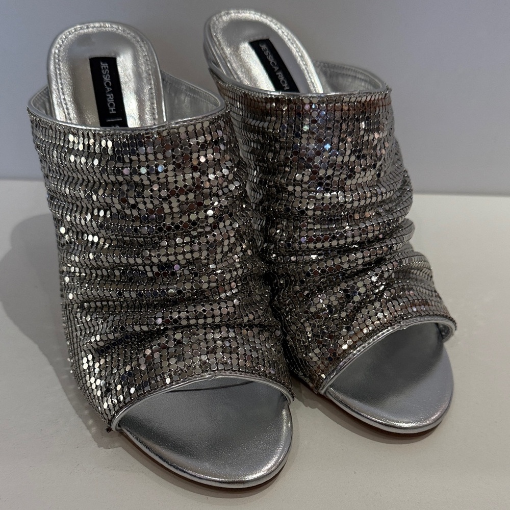Steve Madden Shimmering Silver Mules